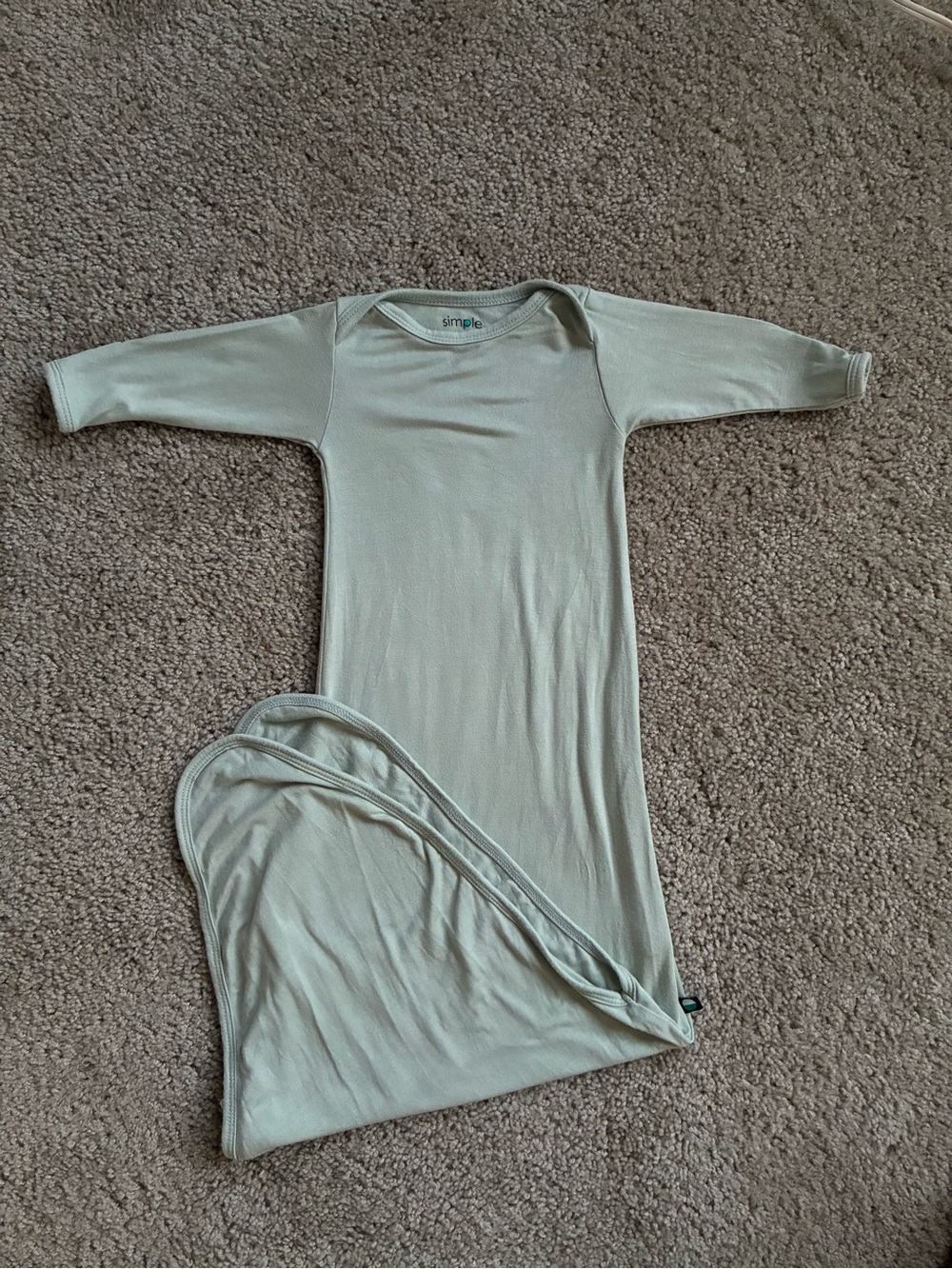 Simple 🇨🇦 Brand Sage Green Infant Sleep Gown - Cozy Long Sleeve Gown Bamboo